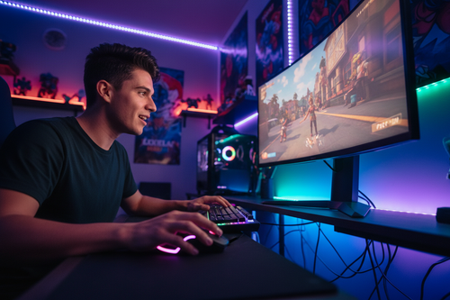 Gamer usando Combo TECLOP