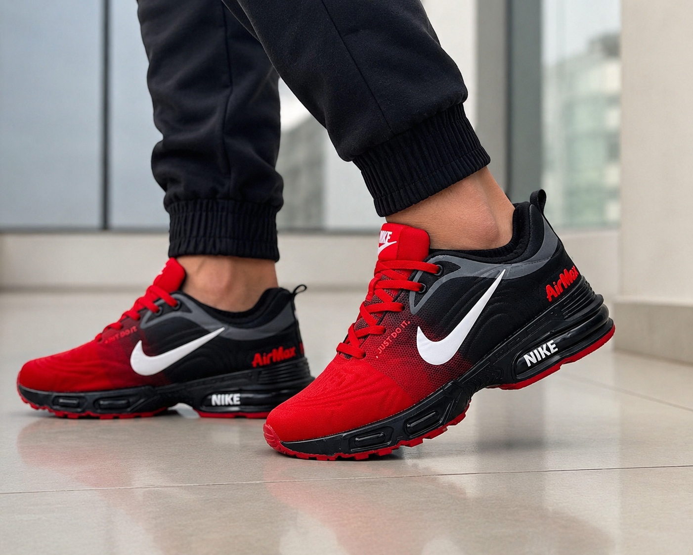 Tenis Nike  Air Negro Rojo Tat